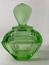 Green Glass Lidded Table or Dresser Jar Vintage Art Deco picture