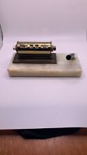 Vtg 1940s Nichols Brass Perpetual Desk Calendar + Pen Holder ~ Marble Base picture