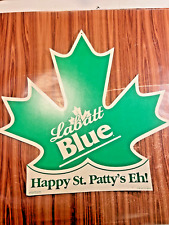 Labatt Blue Happy St Patty's Eh Paper Beer Bar Sign 1998 Vintage 16x15 Patrick's picture
