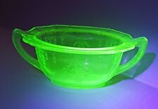 Vintage Green Uranium Glass Anchor Hocking Sugar Bowl picture