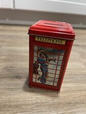 TIN COIN BANK London Phone Booth Vintage Lady On Telephone IAN LOGAN SCOTLAND picture