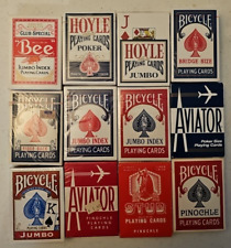 Vintage lot of 12 sealed decks of playing cards. Bicycle, Hoyle, Stud, Aviator picture