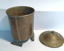 Antique  Russian Tula Hammered Brass Humidor or Teapot with Cover 3 legs Vintage picture