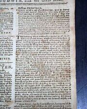 GENERAL HENRY CLINTON Declaration for Peace ? Revolutionary War 1781 Newspaper picture