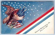 1907 MECHANICSBURG PA CENTENNIAL PATRIOTIC EAGLE AMERCIAN FLAG 4th of JULY CARD picture