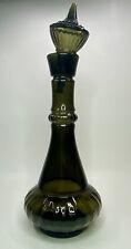 VTG 2 Pc Jim Beam I Dream Of Jeanie Smoked Green Glass Genie Bottle Decanter picture