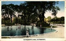 Outremont Park Pond Kids Montreal Canada White Border Unposted Postcard 1920s picture