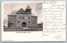 Guilford Connecticut Town Hall City Streetview UDB Cancel WOB WOF Postcard picture