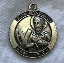 Vintage Saint Andrew Pray for Us Metal Religious Pendant Medallion  picture