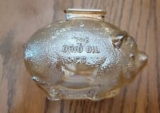 Vintage Glass Bank Save With Marathon Gas Gold Iridescent Piggy Bank Ohio Oil Co picture