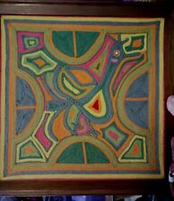 ** OLDER NATIVE AMERICAN HUICHOL  WIXÁRIKA SHAMANIC YARN PAINTING 18X18 IN NICE* picture