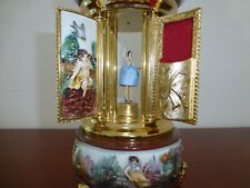 Swiss Reuge Dancing Ballerina Music Box Carousel Holder Gold Leaf/Porcelain Case picture