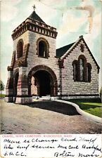 Hope Cemetery Chapel Worcester Massachusetts Undivided Postcard Posted 1906 picture