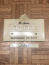 Vintage Plastic Seagram’s Bartender On Duty Interchangeable Counter Sign picture