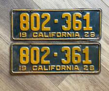 1928 California License Plates Pair NOT DMV CLEAR Original Collector Vintage picture