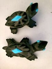 TWO ZUNI HAND CARVED TURTLES OF JET & TURQUOISE picture