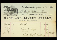 1866 George Lucy Hack & Livery Stable Billhead to Ship Capt. William Graves Jr. picture