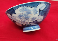 Toyo Japanese blue white flower moriage rice bowl 6x3 picture