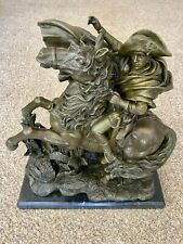 Vintage Bronze Statue Napoleon Crossing the Alps on Marble Base: 52 Lb./~19x17x8 picture