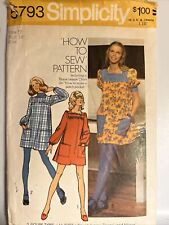 SIMPLICITY 1973 Pattern 5793 MINI DRESS Sz 12 Bust 34 Smock Dress with Pockets picture