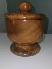 Handmade Wooden Wood Small Trinket Jewelry Pill Box Bowl with Lid 5.5 In across picture
