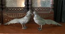 Pair Of MCM Small Brass Pheasants Vintage  picture