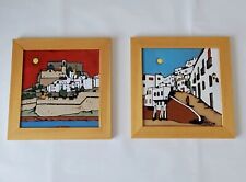 2 Vintage St Germier Village Scapes (Segovia) Spanish Art Tiles, Framed 10