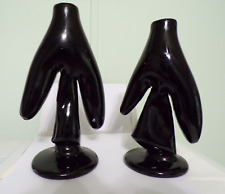 Pr. Erickson Hand-Formed Abstract Black Art Glass Vase Unique One of a Kind Set picture