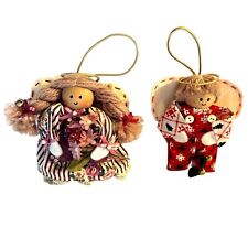 Vintage Little Girl and Little Boy Angel Ornaments picture