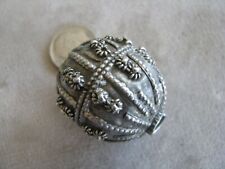 Giant  Antique Yemen Tribal Ethnic Silver Bead Hand Crafted 32x28mm picture