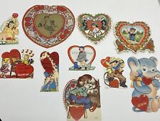 Vintage Lot of 10  Anthropomorphic School Valentine's Day Cards - 1920s to 1940s picture