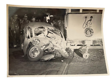 Vintage 1950's Germany Streer Car Automobile Photo Crash Wreck Military Trolley picture