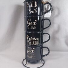 Boston Warehouse Stacking Mugs with Rack, Inspirational w/ different  Scriptures picture