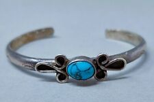 Southwest Floral Turquoise Sterling Silver Cuff Bracelet picture