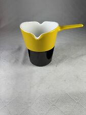 Vtg Copco Yellow Enameled Cast Iron 2 Spout Sauce Pan Stand Michael Lax Denmark picture