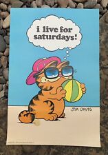 Garfield Vintage Argus I Live For Saturdays Poster. Stained Condition picture