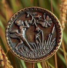 Victorian Vintage Antique Collectible Brass and Pewter Picture Button Ariel picture