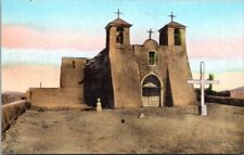 RARE Taos New Mexico NM Rancho de Taos Mission Church Hand Painted Postcard picture