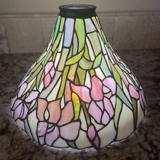 Vintage Tiffany Style Stained Glass Lamp Shade 14.5” Base  9” Tall 3” Top picture