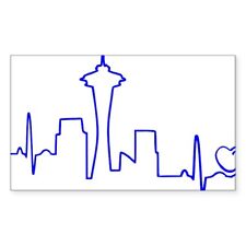 CafePress Seattle Heartbeat (Heart) BLUE Sticker Sticker (rect.) (883228181) picture