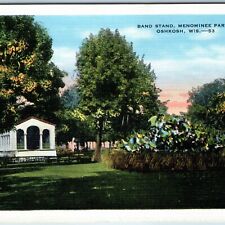 c1930s Oshkosh, WI Band Stand Menominee Park Rare View Litho Photo Postcard A217 picture
