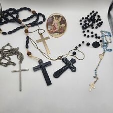 Vintage Religious Lot Rosary Brooch Cross Crucifix  picture