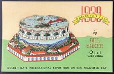 1939 Worlds Fair Cake Bill Baker Ojai California Vintage Linen Postcard Unposted picture