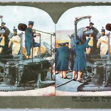 1905 Japan 28cm Coast Siege Howitzer Artillery Stereoview Russo War Military V34 picture