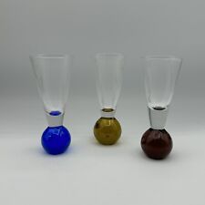 Set Of 3 Vintage Colored Bubble/Ball Base Shot Glasses picture
