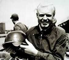 Mike Hawthorn Ferrari driver with a new type Nylon Helmet 1953 Formula One Photo picture