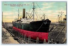 1911 Ship Dry Dock NNS DD Newport News Virginia Steamer Vintage Antique Postcard picture