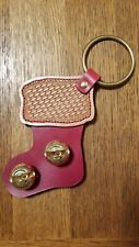 Christmas Stocking Shaped Leather Door Bell with hand tooled basketweave pattern picture