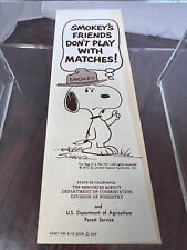 VINTAGE 1971 SNOOPY SMOKEY'S FRIENDS DON'T PLAY WITH MATCHES BOOKMARK picture
