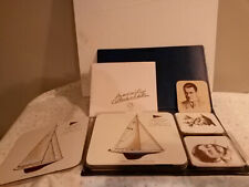 Americas Cup boating sailing race coaster hot plate set 1851-1983 w booklet case picture